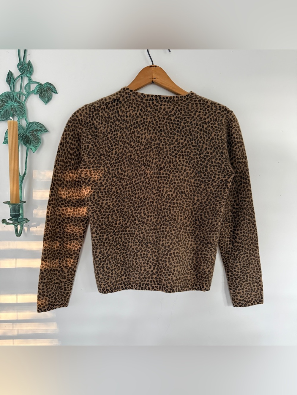 Vintage Nina Leonard Lambswool Angora Leopard Print Small Fit Cardigan S Button - Picture 4 of 7